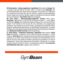 Carica l'immagine nel visualizzatore di Gallery, GymBeam Beta Alanina in Polvere Pura 100%, 1500mg per Dose, Aumenta la Formazione di Carnosina, Impedisce la Produzione 