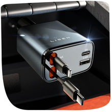 Carica l'immagine nel visualizzatore di Gallery, LISEN Caricatore Auto USB C 69W Retrattile PD 3.0 Accendisigari USB, Ricarica Rapido Caricabatterie, Accessori Auto Camp