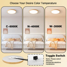 Carica l'immagine nel visualizzatore di Gallery, Plafoniera Led Soffitto Con Venature Del Legno,Montaggio Ad Incasso,Moderno Ultrasottile Plafoniera Led,24W 3000K/4000K/