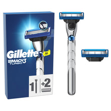 Carica l'immagine nel visualizzatore di Gallery, Gillette Mach3 Turbo Rasoio da Uomo, 1 Rasoio Barba, 2 Lamette di Ricambio