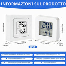 Carica l'immagine nel visualizzatore di Gallery, 6 Piccolo Igrometro Imidità Casa,Mini Igrometro Termometro Digitale LCD