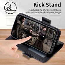 Carica l'immagine nel visualizzatore di Gallery, GOKEN Cover Pelle per Oppo A78 5G, Magnetica Custodia con Supporto di Stand &amp; Carte Slot, Flip Case con Portafoglio -Ner