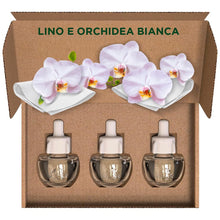 Carica l'immagine nel visualizzatore di Gallery, Air Wick Ricarica per Diffusore Elettrico di Oli Essenziali, 3 Ricariche, Fragranza Lino e Orchidea Bianca, 3x19ml