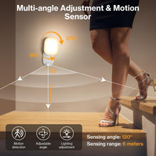 Carica l'immagine nel visualizzatore di Gallery, Luce LED con sensore di movimento,3 temperature,6000K,Luce LED ricaricabile con telecomando e ricarica USB,Adatta per co