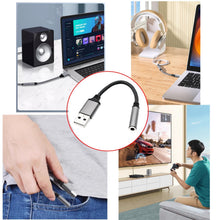 Carica l'immagine nel visualizzatore di Gallery, JZK USB a 3.5 mm jack audio adattatore cavo, connettore adattatore AUX a Tipo A a jack per cuffie, interfaccia audio USB