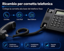 Carica l'immagine nel visualizzatore di Gallery, Cavo Telefonico Spirale RJ9 4P4C 2,1m per Cornetta Telefono Fisso – [2 Pezzi] Filo Ricambio Universale Nero per Telefoni