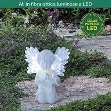 Carica l'immagine nel visualizzatore di Gallery, GardenKraft 12680 Luce d'angelo a LED ad energia solare | Cherubino Commemorativo Con Ali In Fibra Ottica | LED bianchi 