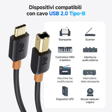 Carica l'immagine nel visualizzatore di Gallery, Cable Matters Cavo Stampante USB C (Cavo USB C a USB B, Cavo USB B a USB C) in Nero 2m