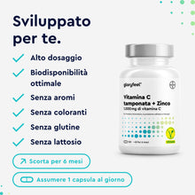 Carica l'immagine nel visualizzatore di Gallery, Vitamina C, 180 Capsule, 500 mg + Zinco 10 mg, Qualità Testata Premium, Scorta 6 mesi, Integratore Difese Immunitarie, V