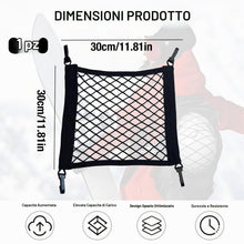 Carica l'immagine nel visualizzatore di Gallery, Rete Elastica per Casco Moto 30x30 cm, Portabagagli con 4 Ganci per Moto Bicicletta Scooter Auto, Rete Porta Casco e Bag
