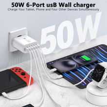 Carica l'immagine nel visualizzatore di Gallery, Caricatore USB 50W, Stazione di Ricarica Multiuso Spina a 6 Porte Ricarica