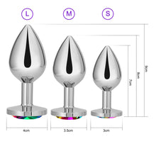 Carica l'immagine nel visualizzatore di Gallery, 3x Plug Anale Metallo | Butt Plug Cristallo Rainbow | Puro Piacere in 3 Taglie per Donna, Coppia, Uomo | Giocattoli Anal
