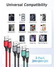 Carica l'immagine nel visualizzatore di Gallery, RAVIAD Cavo USB C Ricarica Rapida [3Pezzi, 2m], Cavo USB Type-C QC 3.0