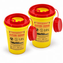 Carica l'immagine nel visualizzatore di Gallery, TIGA-MED Contenitore per Aghi 2 Litri – Set da 5 Pezzi – Box per Smaltimento Aghi e Rifiuti Taglienti – Chiusura di Sicu