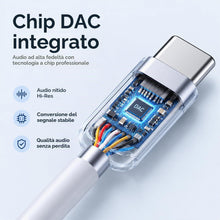 Carica l'immagine nel visualizzatore di Gallery, Adattatore 2-in-1 USB-C a Jack 3,5 mm con Ricarica Rapida PD 60W