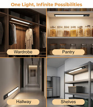 Carica l'immagine nel visualizzatore di Gallery, Luce Led Sottopensile Cucina 40CM, 2200mAh Luce Armadio LED con Sensore di Movimento, Indicatore Batteria, 3 Colori, Dim
