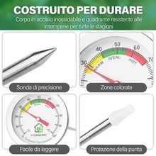 Carica l'immagine nel visualizzatore di Gallery, Termometro da Terreno Acciaio Inox Sonda Precisa Formato