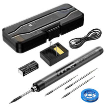 Carica l'immagine nel visualizzatore di Gallery, Set Saldatore Wireless, Saldatore USB a Batteria con LCD, Temperatura Regolabile 180℃-450°C, 3 Punte di Saldatura, Filo 