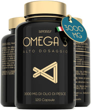 Carica l'immagine nel visualizzatore di Gallery, Omega 3 Olio di Pesce - 3000 Milligrammi - Tripla Potenza - Alto Dosaggio