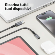 Carica l'immagine nel visualizzatore di Gallery, deleyCON Adattatore USB-C a USB 10 Gbps - Presa C a Spina A - Cavo per iPhone Serie 17/16/15, iPad, Galaxy Serie S25/S24