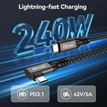 Carica l'immagine nel visualizzatore di Gallery, OTraki Cavo USB C Corto 20cm 2 Pezzi, 240W Angolo 90 Gradi USB C a USB C Cavo 5A PD Cable di Ricarica Veloce Type C con 