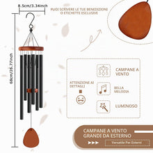 Carica l'immagine nel visualizzatore di Gallery, Campanelli a Vento Esterni, Scacciaspiriti da Esterno con Gancio, Campane Tubolari a Vento con 6 Tubi di Alluminio Campa
