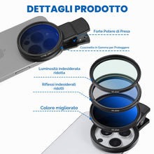 Carica l'immagine nel visualizzatore di Gallery, Filtro polarizzatore CPL, 67mm Clip-on Filtro Polarizzatore Circolare, Filtro CPL Universale, Obiettivo per Telefono Cel