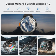 Carica l'immagine nel visualizzatore di Gallery, IOWODO Smartwatch Uomo, 1.45" Militari Orologio Intelligente con Torcia Bussola, Batteria 960mAh, IP68 Impermeabile, Oro