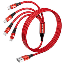 Carica l'immagine nel visualizzatore di Gallery, MJXIANG Multi Cavo USB C Ricarica Rapida, Cavo Splitter USB C QC 3.0(3.1A), Cavo Caricabatterie 4 in 1 con 4 Porte Tipo 