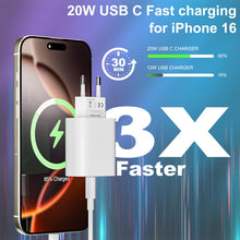 Carica l'immagine nel visualizzatore di Gallery, Adattatore USB C da 20 W, caricatore USB C per iPhone 16/16Pro/16Pro Max/16Plus/15Pro/15Pro Max/15Plus/15/14/13/12/11 SE