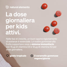 Carica l'immagine nel visualizzatore di Gallery, Caramelle gommose di vitamina D3 K2 KIDS – Vitamine bambini 120 Gummies – gusto tropicale – vegane, senza zucchero – pro