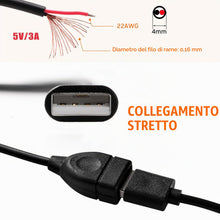 Carica l'immagine nel visualizzatore di Gallery, 5 Pezzi USB-A Maschio 2 Pin Filo Nudo, 30cm 22AWG USB 2.0 Maschio Spina 2pin Filo DIY Pigtail Cavo di Alimentazione, per
