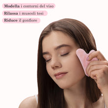 Carica l'immagine nel visualizzatore di Gallery, GUGUG Rullo in Quarzo Rosa e Gua Sha per Massaggio di Viso,Collo e Corpo
