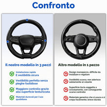 Carica l'immagine nel visualizzatore di Gallery, 3 Pezzi Coprivolante Auto, Fibra di Carbonio, Antiscivolo Segmentato, Rivestimento Volante Stile Farfalla Traspirante, U