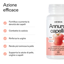 Carica l'immagine nel visualizzatore di Gallery, Aenea, Mela Annurca Capelli 60 Cps, Anticaduta Uomo e Donna, Rinforza e Favorisce la Crescita Con Biotina, Selenio, Rame