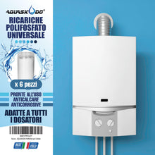 Carica l'immagine nel visualizzatore di Gallery, AQUASKUDO Polifosfati per Caldaia Ricarica - Cartucce Universali per Filtro Anticalcare Made in Italy - 6 Ricariche Poli