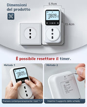 Carica l'immagine nel visualizzatore di Gallery, Timer Presa Elettrica Digitale, 18 Programmi con Conto alla Rovescia al Secondo, Display Retroilluminato, Presa Programm