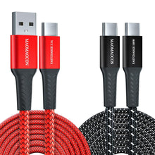 Carica l'immagine nel visualizzatore di Gallery, [2pcs 2m] 100W PD3.0 USB C a C Cavo di ricarica veloce + 3.1A USB A a C di in nylon intrecciato ricarica veloce Cavo per