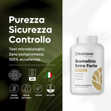 Carica l'immagine nel visualizzatore di Gallery, Bromelina Extra Forte 5000 GDU/g | Integratore Bromelina Forte | 180 Compresse Gastroprotette | Gambo d’Ananas | Vegan |