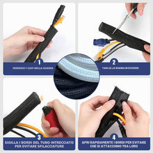 Carica l'immagine nel visualizzatore di Gallery, Flintronic 3 m(φ13mm-25mm) Guaina Cavi Self-closing, Flessibile Guaina Cavi Intrecciata, Tagliabile Nascondi Guaine, per