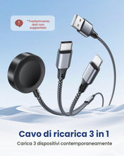 Carica l'immagine nel visualizzatore di Gallery, RAVIAD 3 in 1 Caricatore Apple Watch, 1.2M Cavo USB Multiplo