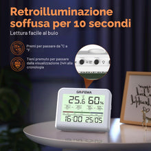Carica l'immagine nel visualizzatore di Gallery, GRIFEMA GA2901, Termometro Igrometro Digitale, Igrometro Umidità Casa con Retroilluminazione, Registrazione Max/Min, Oro