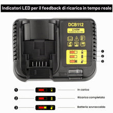 Carica l'immagine nel visualizzatore di Gallery, Waitley Caricabatterie 10,8 V 18 V compatibile con DeWalt XR DCB112 DCB115