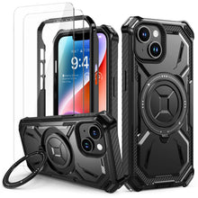 Carica l'immagine nel visualizzatore di Gallery, Lanhiem Cover per iPhone 14/iPhone 13, 14FT Antiurto, 360° Supporto, Nero