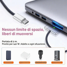 Carica l'immagine nel visualizzatore di Gallery, Cavo di ricarica magnetico 3 USB-C 140 W 2 m per MacBook Pro 14/16" e MacBook Air M2, cavo di ricarica magnetico compati
