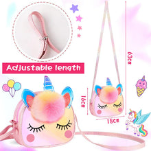 Carica l'immagine nel visualizzatore di Gallery, ZLPBAO 20pc Unicorno Bambina Regalo, Regalo Bambina 3 4 5 6 Anni Unicorno Regalo Borsetta Set per Capelli Mollette Ragazze Arcobaleno Collana Bracciale Anello Orecchino Travestimenti e Giochi di Ruolo