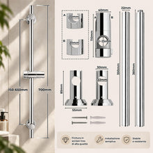 Carica l'immagine nel visualizzatore di Gallery, Görbach Colonna Doccia Acciaio Inox Asta Doccia 70 cm, Set Asta Doccia Saliscendi con Supporto Soffione Regolabile, Adat
