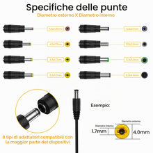 Carica l'immagine nel visualizzatore di Gallery, Amzpas Cavo di Alimentazione da USB a DC 5V, cavo di jack universale DC 5,5x2,1mm con Barrel Tips CC, 8 connettore per L