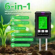 Carica l'immagine nel visualizzatore di Gallery, Wigearss Misuratore pH per Terreno 6 in 1, Tester Digitale per Piante, Nero