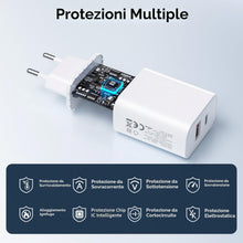 Carica l'immagine nel visualizzatore di Gallery, 【3 pezzi】 Caricabatterie USB-C, caricabatterie rapido a 2 porte [USB-C + USB-A], alimentatore PD+ QC 3.0 da 20 W con cav